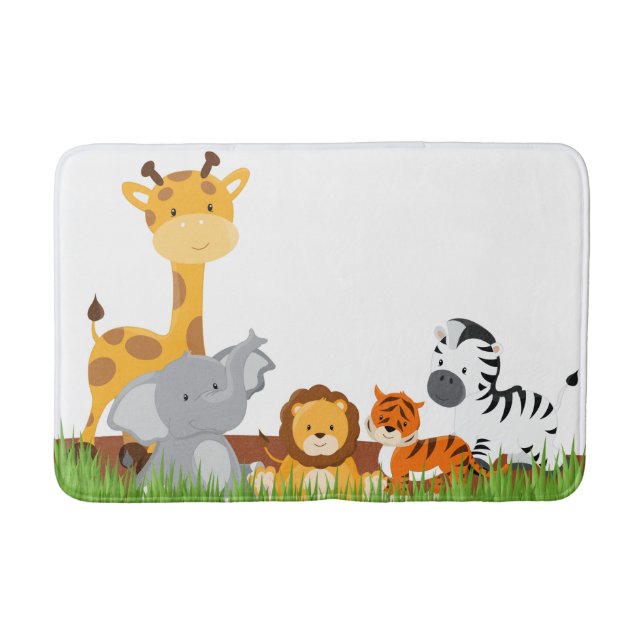 Cute Jungle Baby Animals Bath Mat (Front)