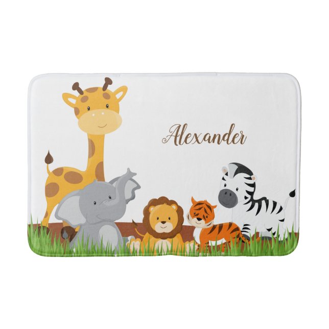Cute Jungle Baby Animals Bath Mat (Front)