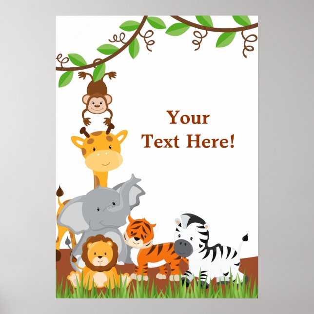 Cute Jungle Baby Animals Poster (Front)