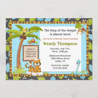 Cute Jungle Baby Shower Invitation