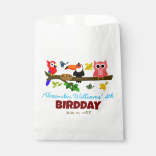 Cute Jungle Birds on Tree Branch Kid's Birthday Favour Bags