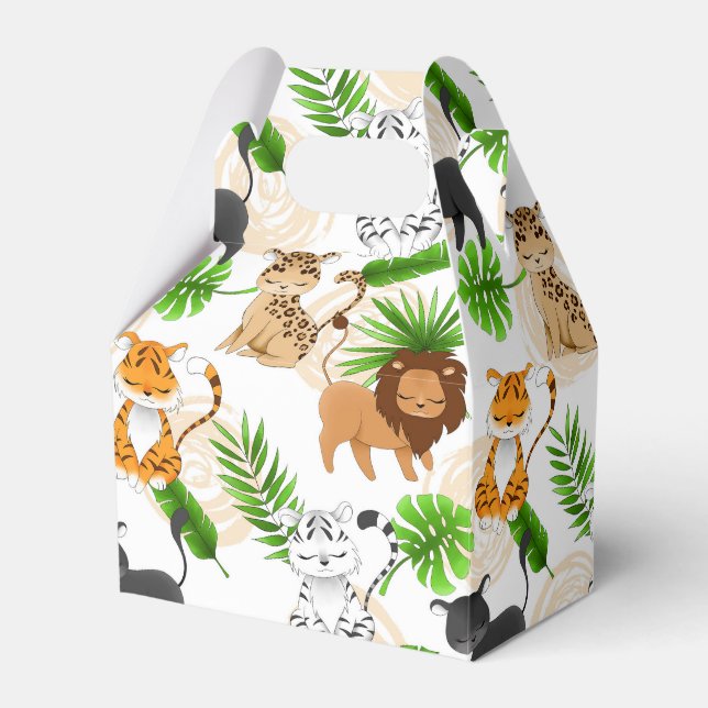 Cute Jungle cats Variety of wild animals party box (Front Side)