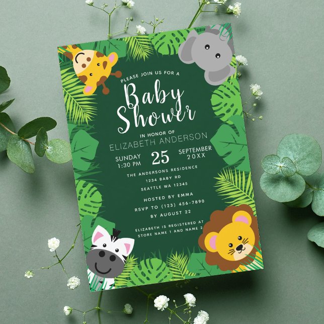 Cute Jungle Critters Baby Shower Invitation (Creator Uploaded)