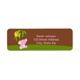 Cute Jungle Elephant Girl Return Address Labe