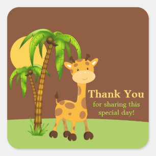 Cute Jungle Elephant Thank You Sticker