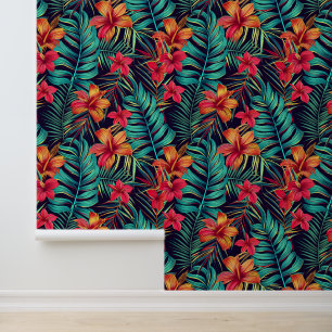 Cute Jungle floral tiled pattern Wallpaper