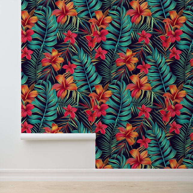 Cute Jungle floral tiled pattern  Wallpaper (Application)