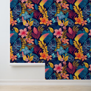 Cute Jungle floral tiled pattern Wallpaper