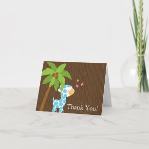 Cute Jungle Giraffe Boy Baby Shower Thank You Card