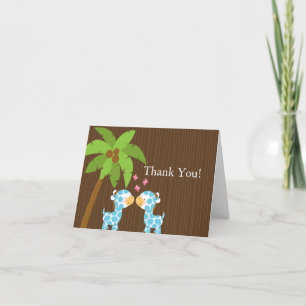 Cute Jungle Giraffe Multiple Baby Shower Thank You