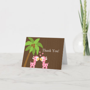 Cute Jungle Giraffe Multiple Baby Shower Thank You Card