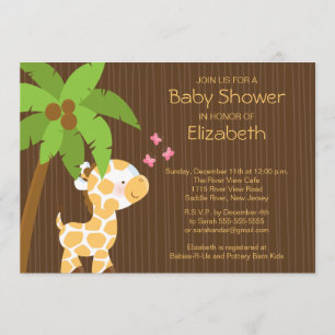 Cute Jungle Giraffe Neutral Baby Shower Invitation