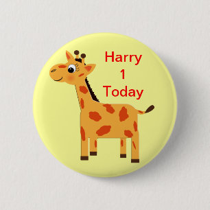 Cute Jungle Giraffe Personalised Age Butt 6 Cm Round Badge