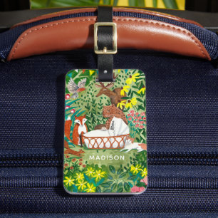 Cute Jungle Green Animal Forest New Born baby Luggage Tag