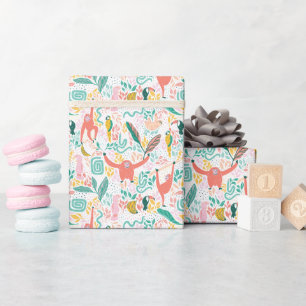 Cute Jungle happy animals pattern in bright colour Wrapping Paper