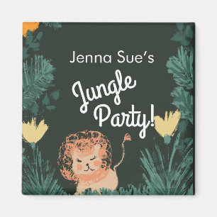 Cute Jungle Lion Art Safari Birthday Party Magnet