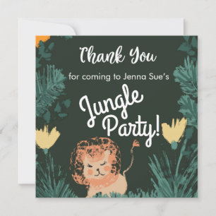 Cute Jungle Lion Art Safari Birthday Party Thanks
