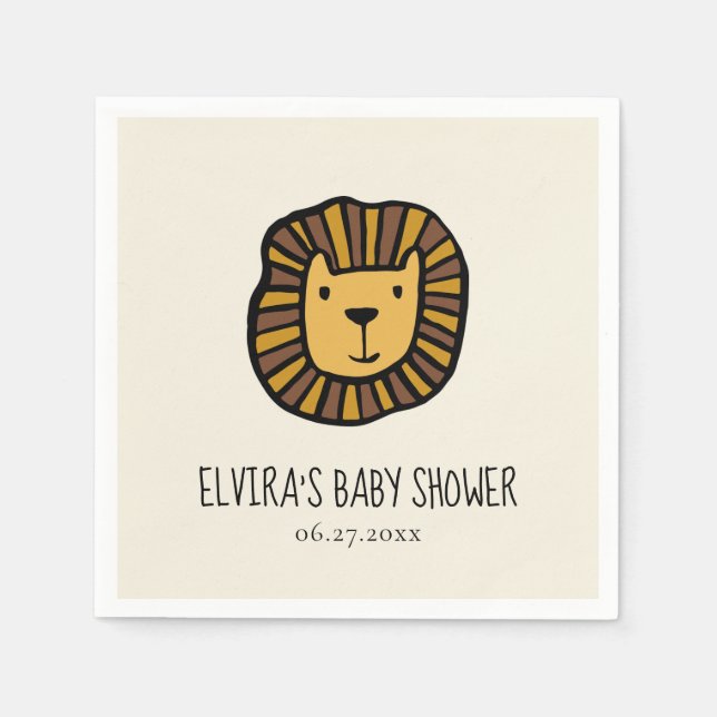 Cute jungle lion Baby shower Napkin (Front)