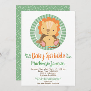 Cute Jungle Lion Baby Sprinkle Invitation Neutral