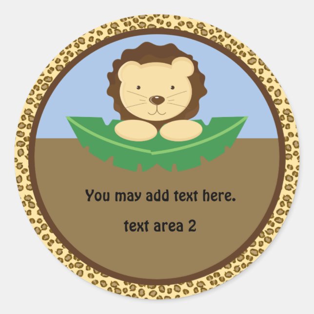 Cute Jungle Lion Safari Party Baby Shower Sticker (Front)