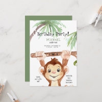 Cute Jungle Monkey Boy Birthday Party