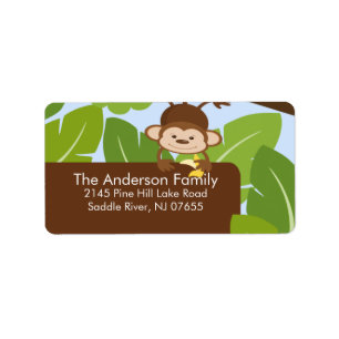 Cute Jungle Monkey Frame Address Label