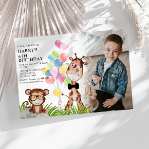 Cute Jungle Photo Birthday Party Invitation