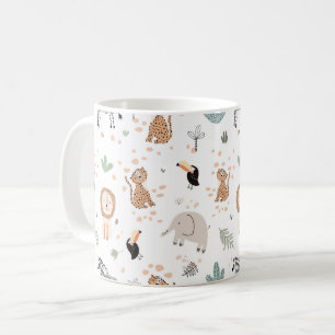 Cute Jungle Rainforest Animals Pattern Coffee Mug