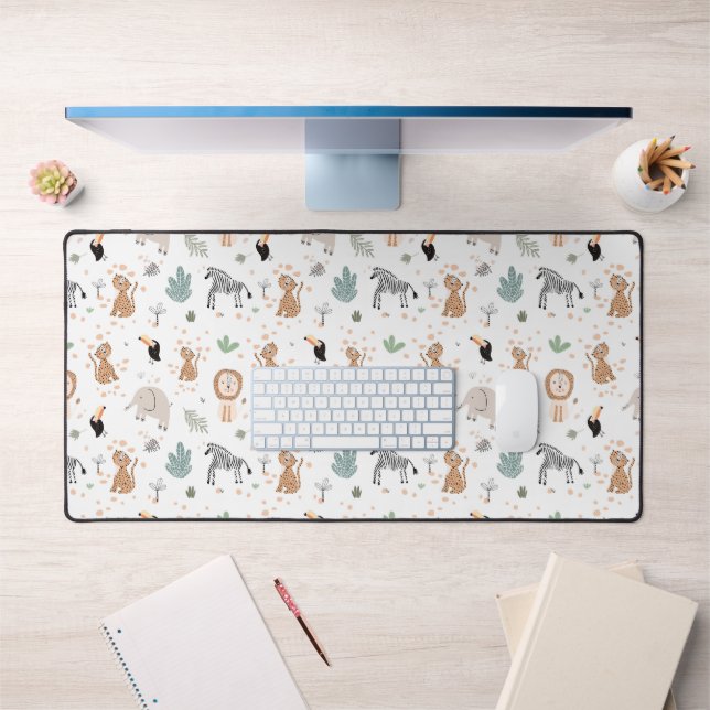 Cute Jungle Rainforest Animals Pattern Desk Mat (Office 1)
