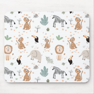 Cute Jungle Rainforest Animals Pattern Mouse Mat