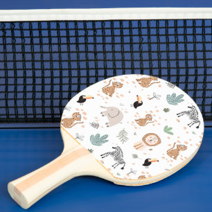 Cute Jungle Rainforest Animals Pattern Ping Pong Paddle