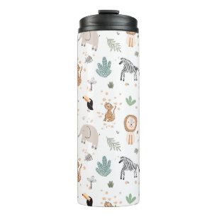 Cute Jungle Rainforest Animals Pattern Thermal Tumbler