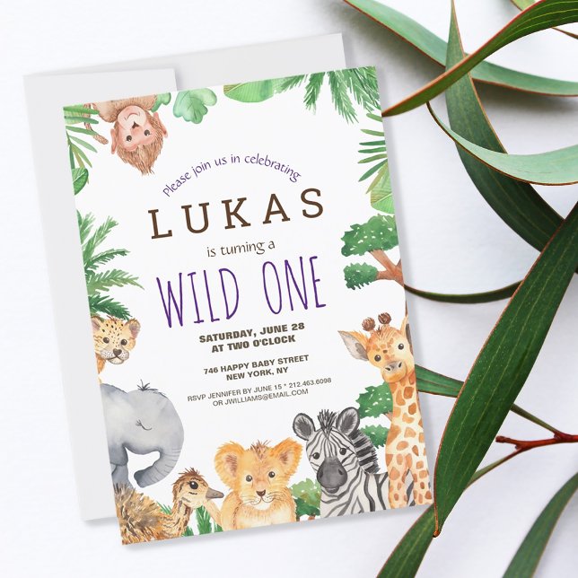 Cute Jungle Safari 1st Birthday Invitation (Creator Uploaded)
