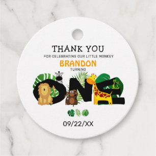 Cute Jungle Safari 1st Birthday Party Thank You Favour Tags
