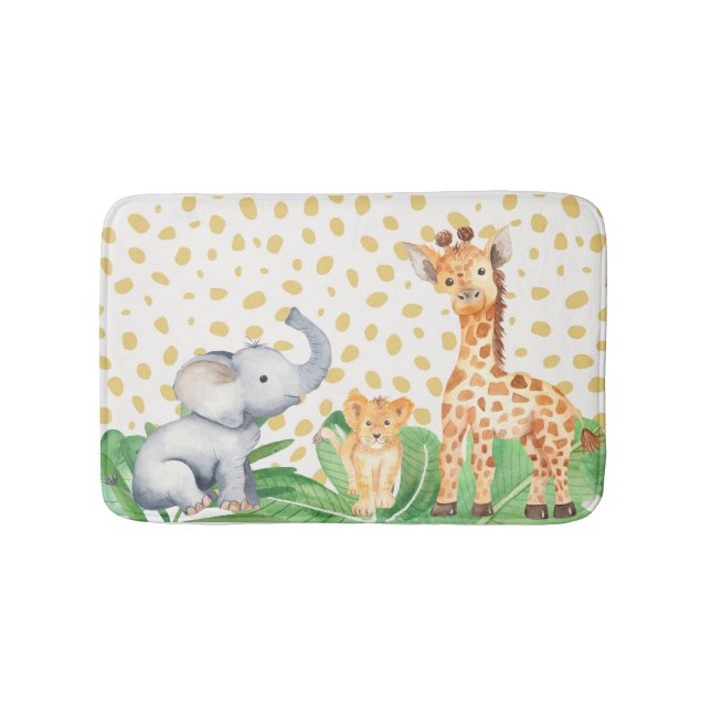 Cute Jungle Safari Animal Baby & Kids Bath Mat (Front)