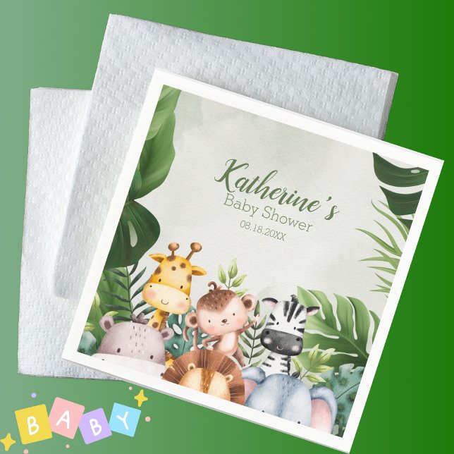  Cute Jungle Safari Animal Baby Shower    Napkin (Creator Uploaded)