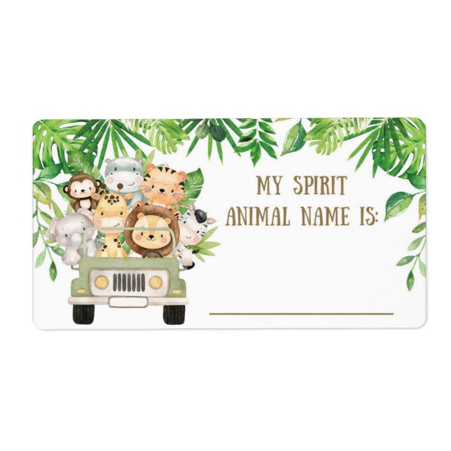 Cute Jungle Safari Animal Spirit Name Game Name  (Front)