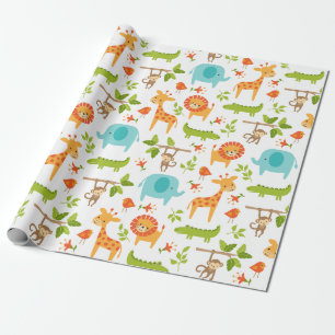 Cute Jungle Safari Animal Wrapping Paper