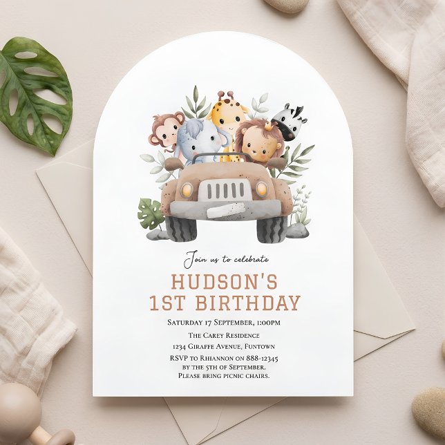 Cute Jungle Safari animals birthday invitation (Creator Uploaded)