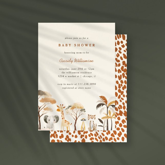 Cute Jungle Safari Animals Boy Baby Shower  Invitation (Creator Uploaded)