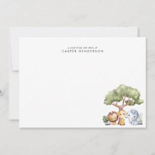 Cute Jungle Safari Animals Kids Name Card
