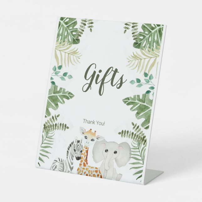 Cute Jungle Safari Animals Pedestal Sign (Front)