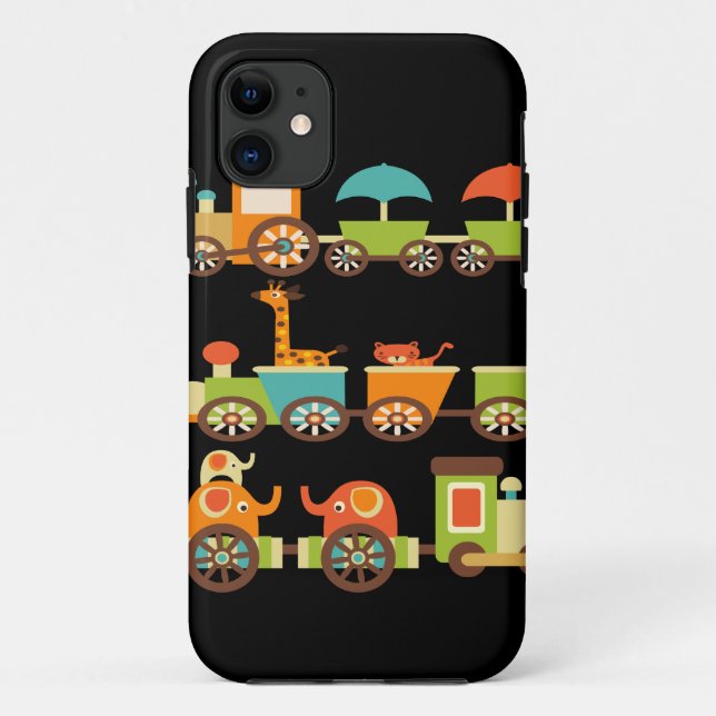 Cute Jungle Safari Animals Train Gifts Kids Baby Case-Mate iPhone Case (Back)