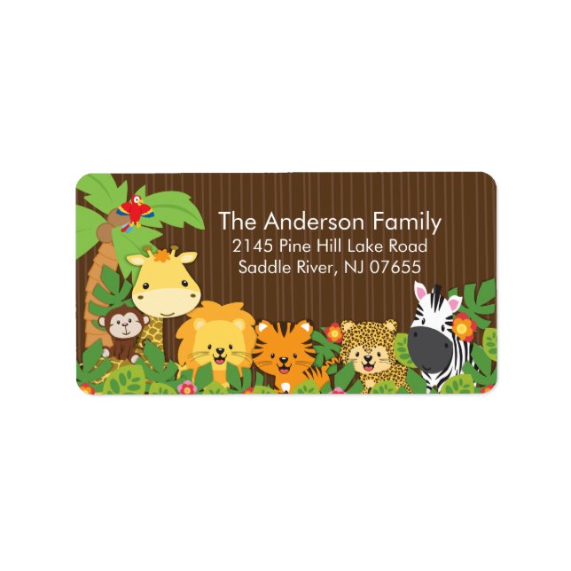 Cute Jungle Safari Baby Shower Address Label (Front)