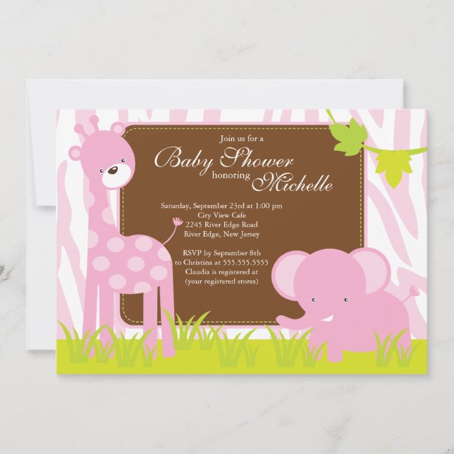 Cute Jungle Safari Baby Shower Invitation (Front)