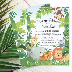 Cute Jungle Safari Baby Shower Invitations
