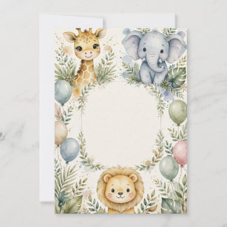 Cute Jungle Safari Birthday Invitation