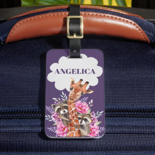 Cute Jungle Safari Floral Giraffe Kids  Luggage Tag