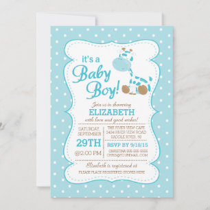 Cute Jungle Safari Giraffe Baby Shower Invitation