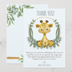 Cute Jungle Safari Giraffe Baby Shower Thank You